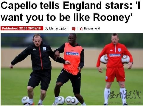 卡佩羅立勤奮魯尼為三獅榜樣 贊其作用猶如勞爾