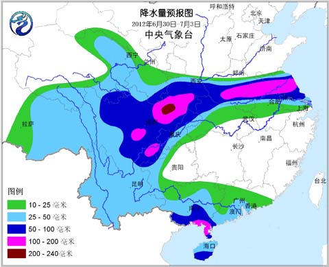今起至7月3日四川至黃淮有較強(qiáng)降雨