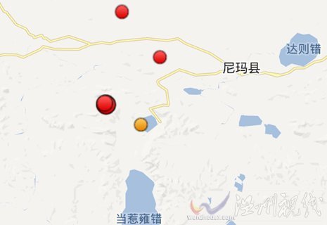 西藏尼瑪縣地震震中位置圖