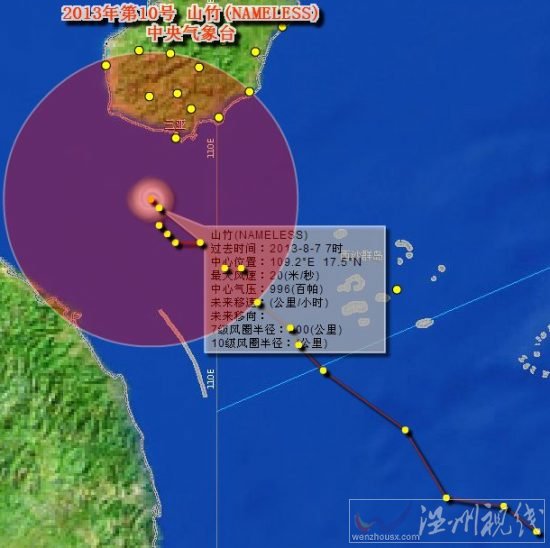 2013第10號臺風山竹路徑