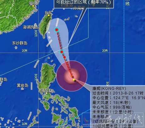 2013臺風康妮路徑圖