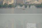 杭州霧霾天氣 霧霾中的杭州西湖黯然失色