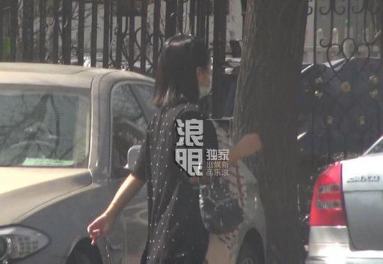 何潔挺大肚外出就餐