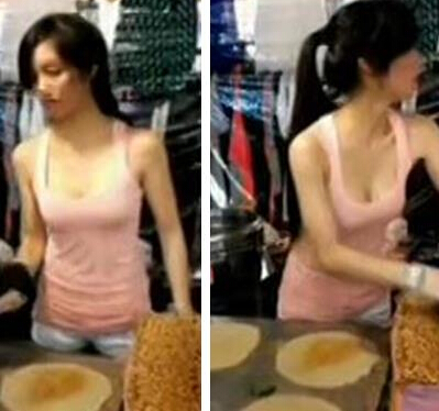 卷餅西施網絡走紅 身份引質疑