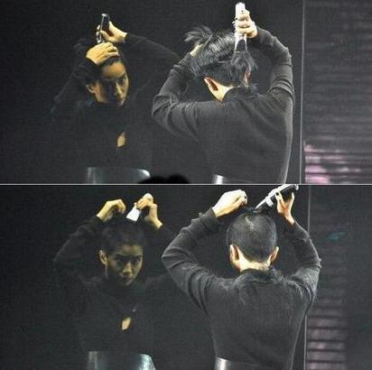 女星演唱會舞臺上剃平頭