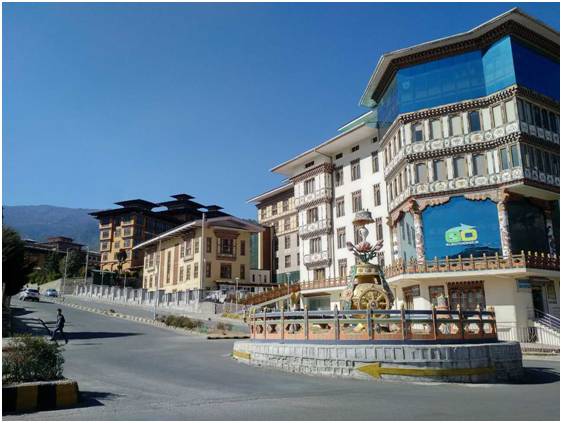 不丹首都廷布市中心。 &nbsp;周良臣 攝