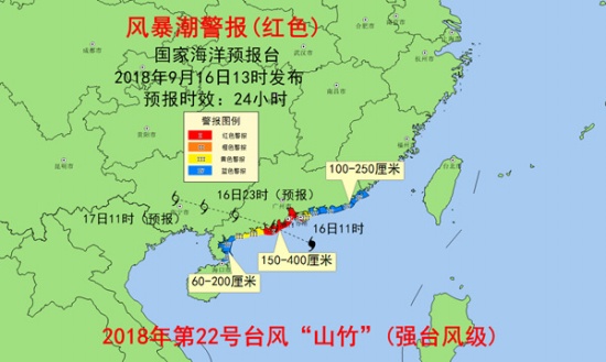 臺風山竹風暴潮紅色警報