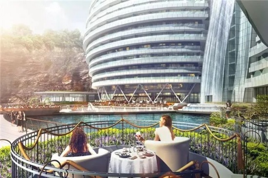 中國再造建筑奇跡 上海世茂深坑洲際酒店