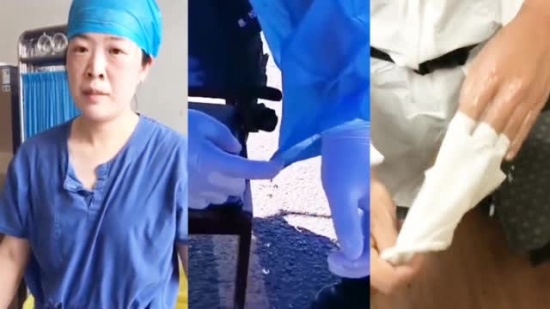 新疆防疫人員脫下防護服倒出汗水