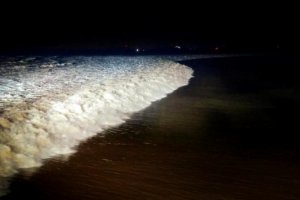 錢塘江現(xiàn)震撼月亮潮