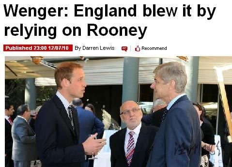 溫格:依賴魯尼造三獅崩盤 英格蘭缺乏集體主義